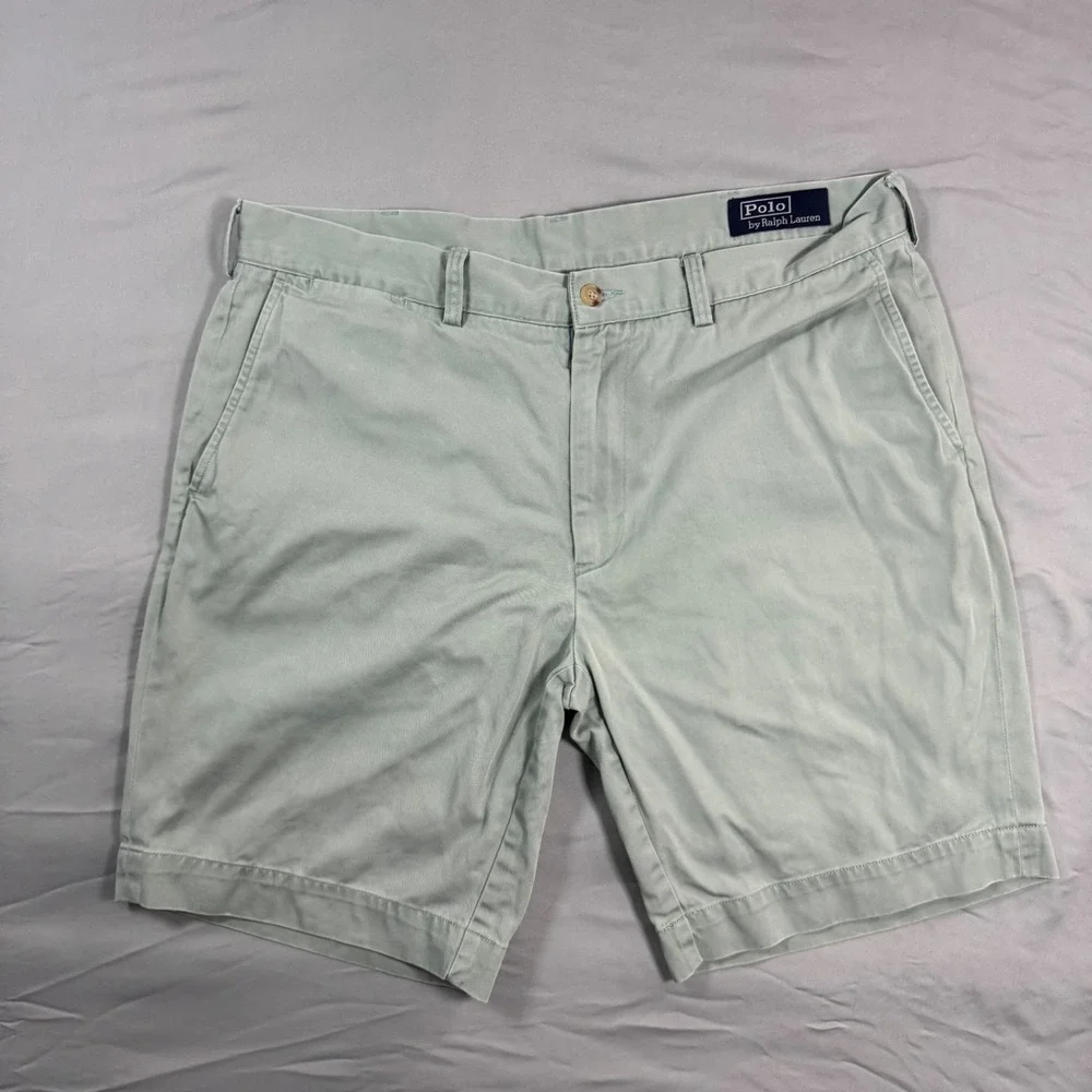 VTG Polo by Ralph Lauren Classic Fit 9in Shorts Mens 36 Sage Green Flat Front